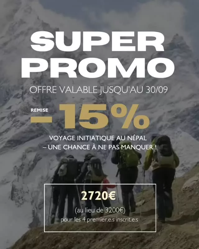 🌸 VOYAGE INITIATIQUE AU NÉPAL – OFFRE VALABLE JUSQU'AU 30/09 🌸  Et si 2026 commençait par un vrai tournant intérieur ?
Un voyage pas comme les autres, guidé par l’âme… et par Virginie Vandermeersch ✨  🎁 Prix spécial pour les 4 premier.e.s inscrit.e.s : 2720€ au lieu de 3200€ !
(oui, 480€ de moins pour oser dire OUI à l’appel du Népal 💫)  ⛰️ Du 16 au 27 mars 2026
🌿 Méditation – Rencontres – Rituels – Nature grandiose – Moments pour soi  👉🏼 Mais attention… les 4 premières places risquent de partir vite !  #nepal #voyageinitiatique #nepaltrek #developpementpersonnel #confianceensoi💪 #voyageinsolite #voyageauthentique #agencedevoyage